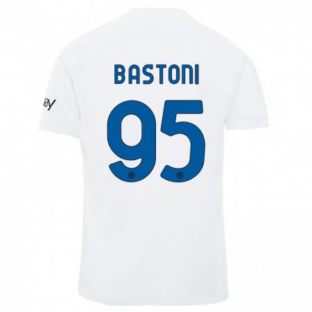 Kandiny Ženy Alessandro Bastoni #95 Biely Dresy Idegenbeli Csapatmez 2023/24 Triĭká