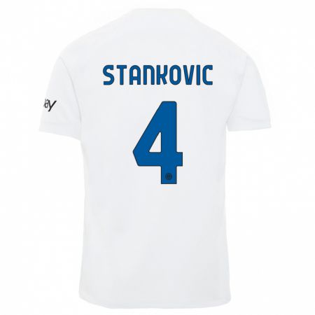 Kandiny Ženy Aleksandar Stankovic #4 Biely Dresy Idegenbeli Csapatmez 2023/24 Triĭká