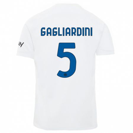 Kandiny Ženy Roberto Gagliardini #5 Biely Dresy Idegenbeli Csapatmez 2023/24 Triĭká