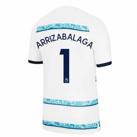 Kandiny Muži Kepa Arrizabalaga #1 Biela Svetlomodrá Dresy Tretia Csapatmez 2022/23 Dres