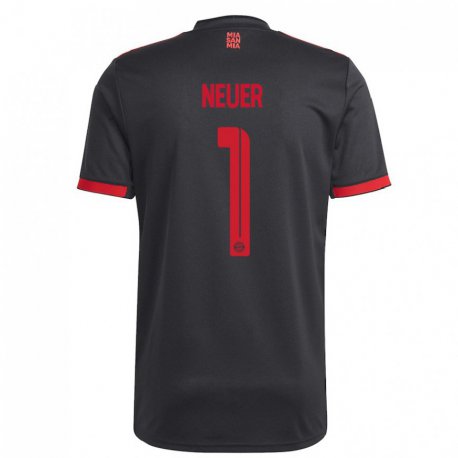 Kandiny Muži Manuel Neuer #1 Čierna A Červená Dresy Tretia Csapatmez 2022/23 Dres
